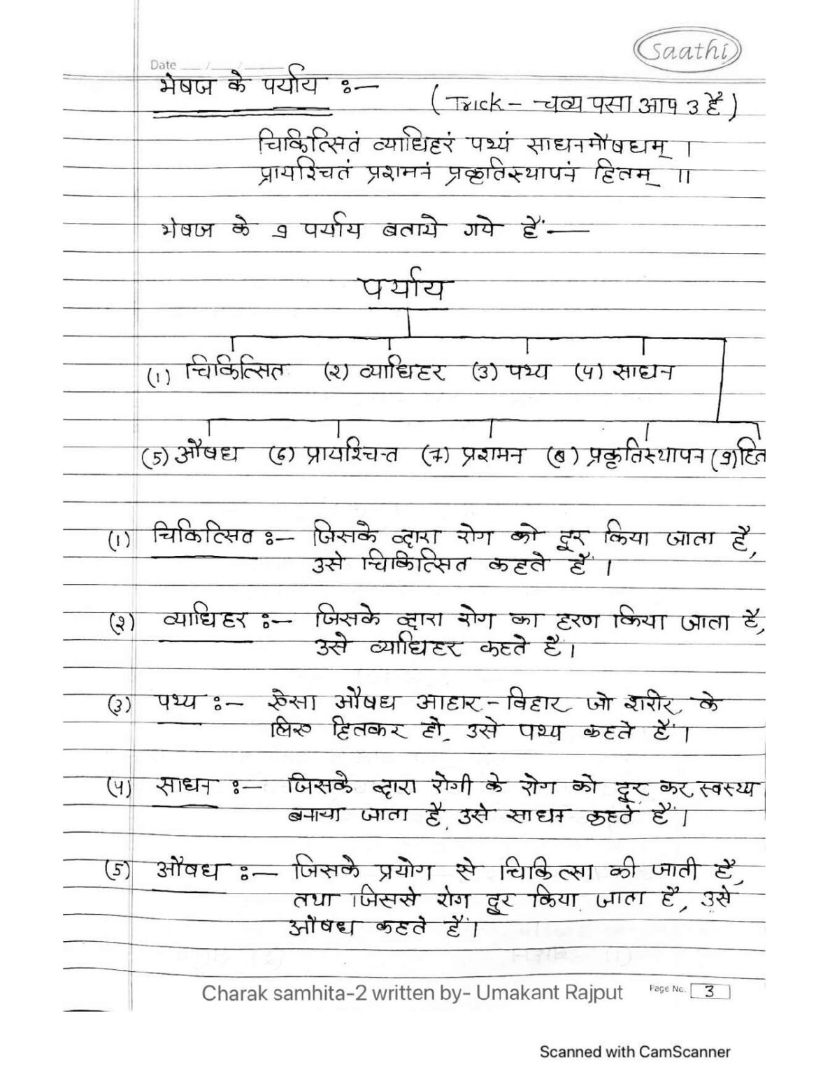 PDF Charak Samhita Poorvadh Handwritten Notes in Hindi Ayurveda